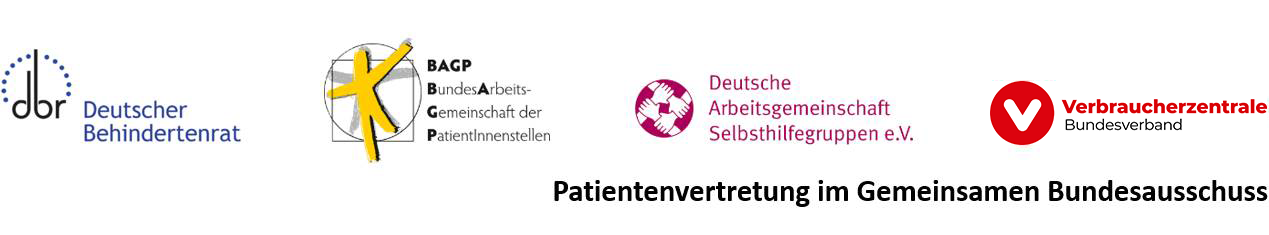 Banner Deutscher Behindertenrat, BAGP, Deutsche Arbeitsgemeinschaft Selbsthilfegruppe e.V., Verbraucherzentrale Bundesverband